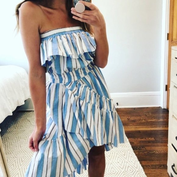 🔥Sales - MISA Los Angeles Marin Striped Dress Ruffles Size XS - Picture 5 of 14